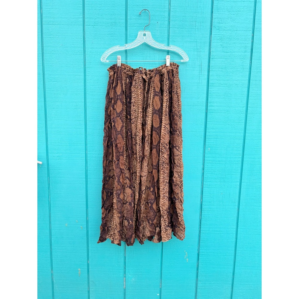 Her Style 3X‎ Snakeskin y2k vintage Skirt Brown Elastic Waist Maxi Length